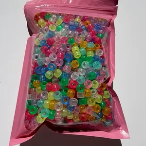 Little Luxe Co. Glow-in-the-Dark Plastic Bead Refill Kit, DIY Craft Kit with 1,000 Pony Beads for Jewelry Making & Kids Crafts