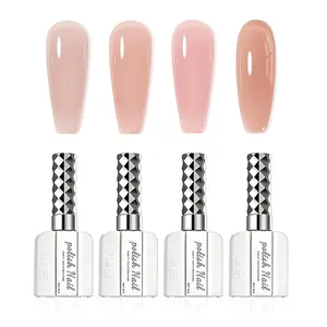 Nude Symphony 4-Color Jelly Gel Nail Polish Kit: Sheer Pink & Milky Nude Translucent UV Gel Polish Set, Professional Ice Jelly Finish for Salon & Home DIY Nail Art