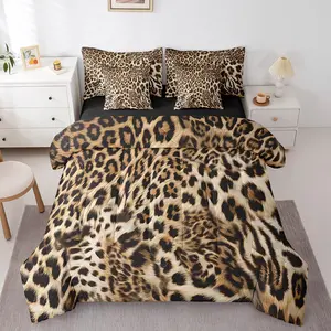 Leopard Print Comforter Set with Sheets,Cheetah Print 7 Piece Bedding Set with Comforter,Pillowcases,Flat Sheets,Fitted Sheet,Cushion Cover