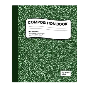 Green Marble Composition Notebook - Wide-ruled, 7.5 X 9.8 Inches, 100 Sheets