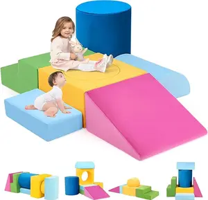 TikTokShopBlackFriday Toddler Climbing Toys Indoor 7-Piece Colourful Foam Climbing Blocks Soft Play Set for 1-3 Years Old with Modular Crawling and Sliding Features Sensory