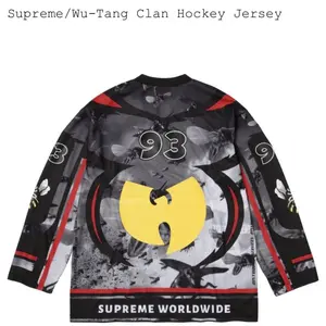 Supreme x Wu-Tang Clan Hockey Jersey Limited Edition Sold Out All-Over Bee Print 93 Hits Big Wu Logo Front Back Worldwide Hem Grail for Supreme Heads and Wu Fans