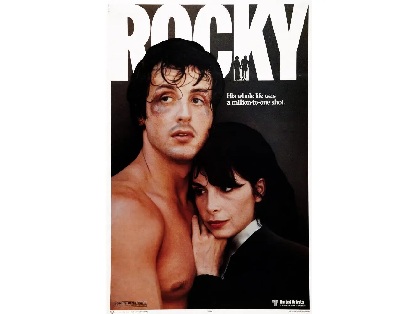 Everett Collection Rocky 1976 Movie Artistic Wall Decor Poster Masterprint - EVCMCDROCKEC084HLARGE, Sylvester Stallone & Talia Shire, Left Aligned Basic US Design, 24x36 in Large Format Decor Inspo, Home Office & Room Decoration