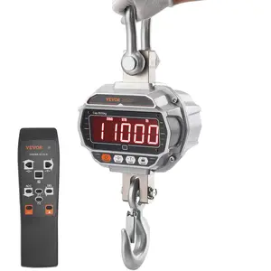 VEVOR Digital Crane Scale,  11000 lbs/5000 kg, Industrial Heavy Duty Hanging Scale with Remote Control, Cast Aluminum Case & LED Screen, High Precision for Construction, Factory, Farm, Hunting (Silver)