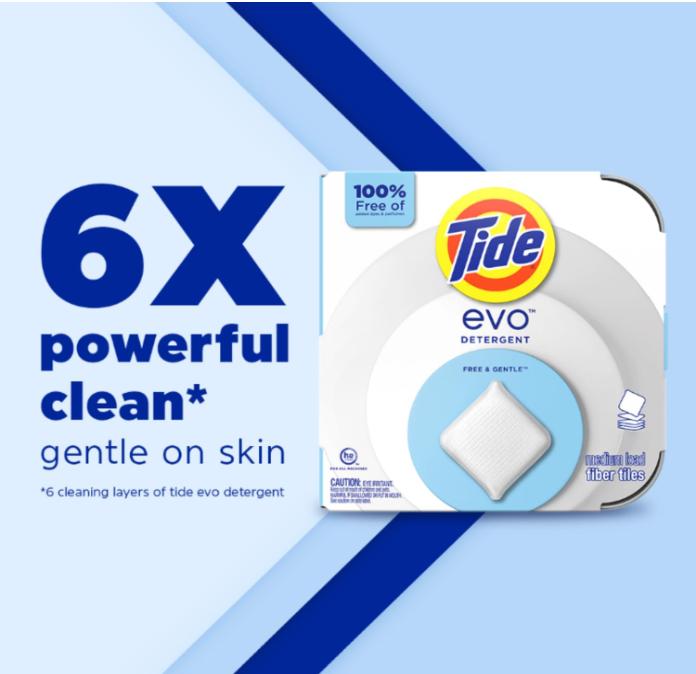Tide evo Free & Gentle Laundry Detergent Tiles, Fragrance-Free, 40 Medium Sized Loads, Easy to Use, Safe for All Machines and Water Conditions