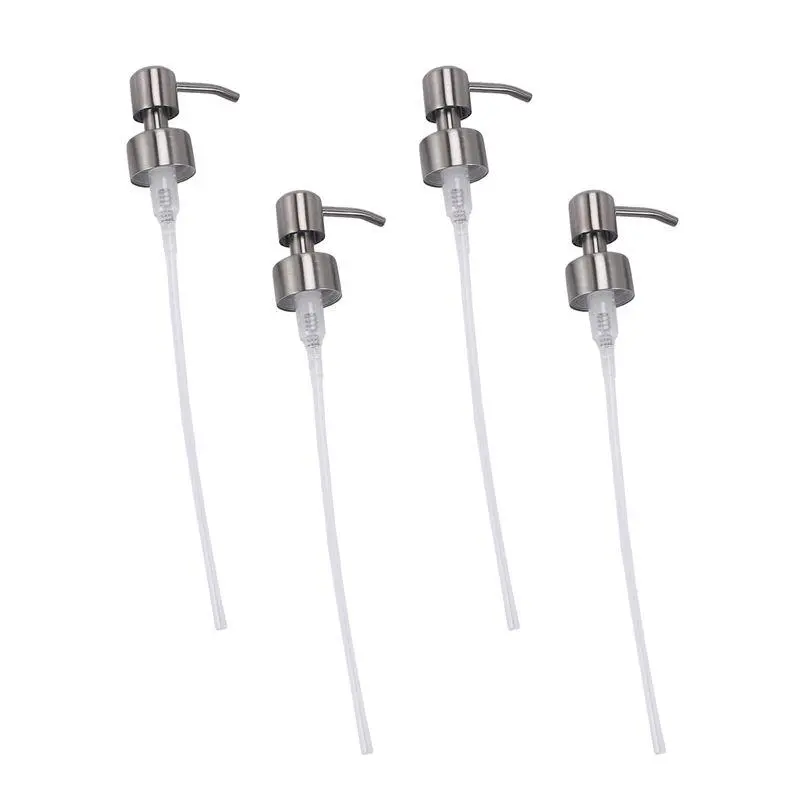 4 pcs replacement stainless steel lotion dispenser pumps for soap dispensers, compatible with regular 28/400 neck bottles, for bathroom
