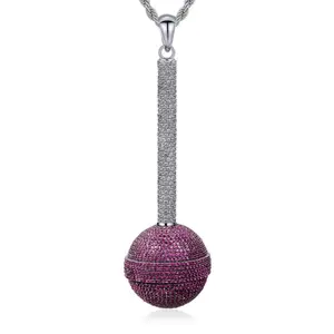 Unisex Artificial Gemstone Jewelry Set - Copper-Encrusted Zircon Trendy Charm Necklaces (Hip-Hop Diamond Lollipop, Sparkling Heart, Colorful Ice Flower, Cybernetic Mechanical Hand Pendants), Engraved Spinning Rose Clip Earrings for Men/Women Wear