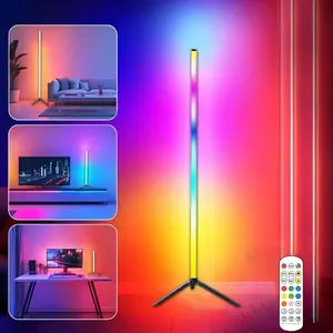 Smart RGBICW LED Corner Floor Lamp - 16 Million DIY Colors, 68+ Scenes, Music Sync, App & Remote Control, Color-Changing Ambient Lighting for Living Rooms, Bedrooms, and Gaming Rooms, Multifunctional Lighting