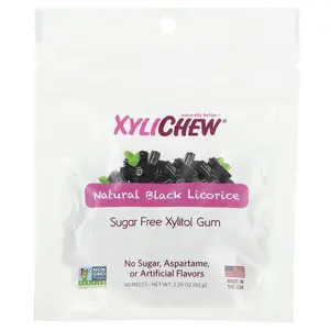 XyliDENT Xylichew, Natural Black Licorice, 50 Pieces, 2.29 oz (65 g)