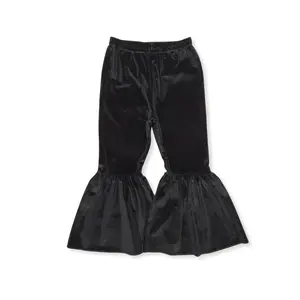 Black velvet Print Bell Pants bottoms Girls Pants