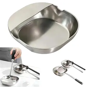 3 PCS Stainless Steel Spoon Rest & Multipurpose Kitchen Utensil Holder,Utensil Rest with Deepened Bowl for Cooking Tools,Rust-Proof & Heat Resistant,Space-Saving Kitchen Must-Have