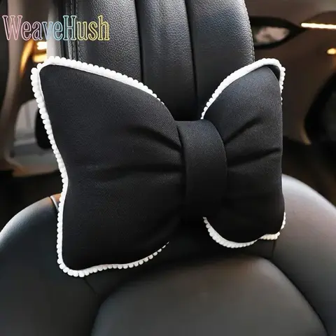 1pc 2026 New Cute Bowknot Look Non-Woven Neck Pillow - Soft Breathable Removable Washable Cover, Comfortable Universal Seat Head Support, Women's Stylish Accessory, Cute Car Upgrade, Car Seat Attachment