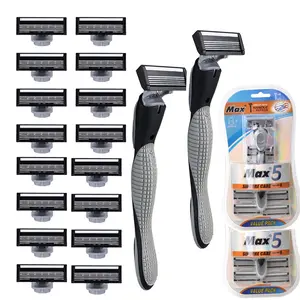 Men's Razor Blade Replacement,8/16 Sharp Razor Blades with 1 Ergonomic Handle,Ultimate Handheld Shaving Solution for Daily Grooming & Head Shaving