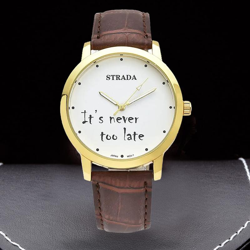 Strada Japanese Movement Dial Watch with Faux Leather Strap .5-9.0" (40.38mm) Birthday Christmas Gifts