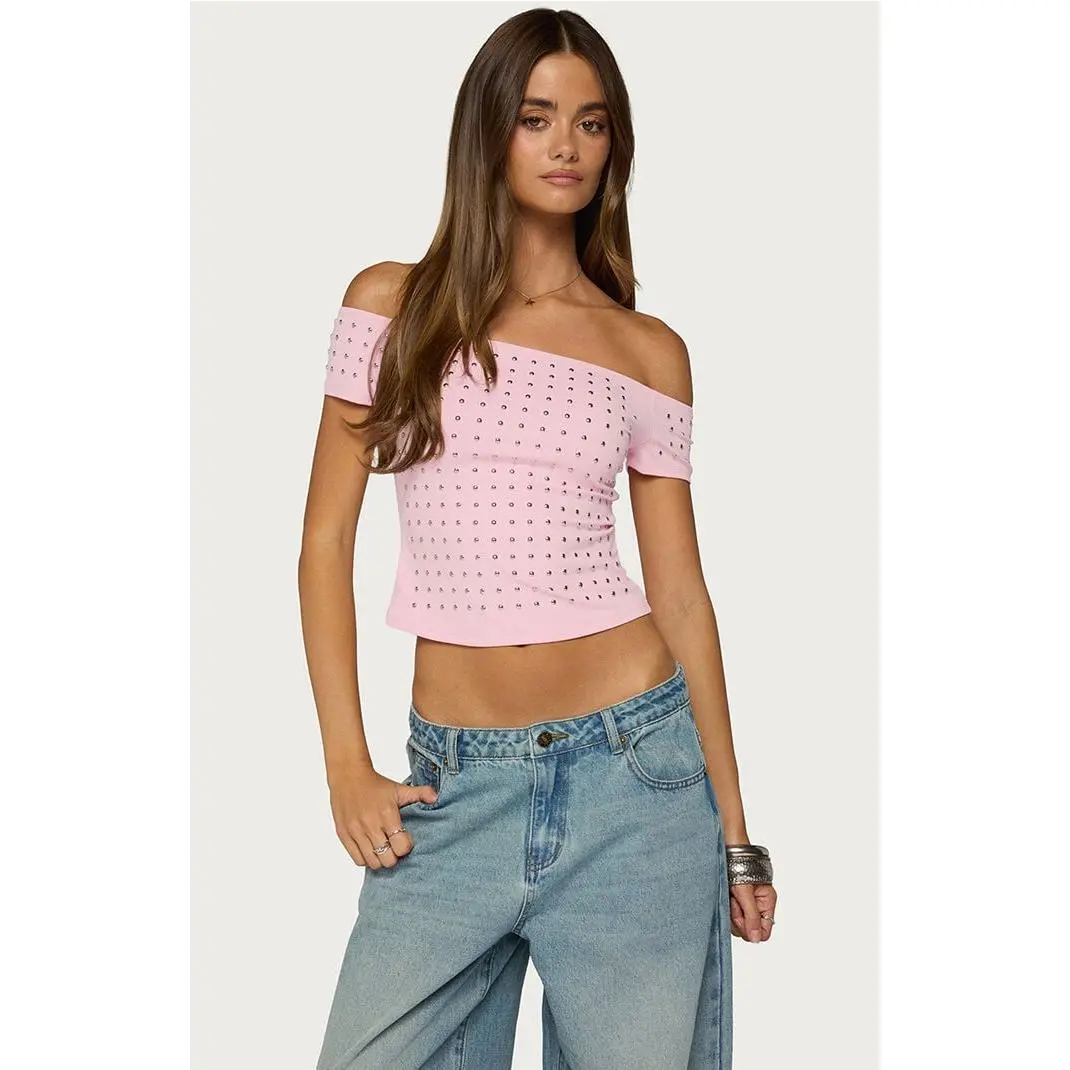 Edikted Women's Mack Studded Off Shoulder Top