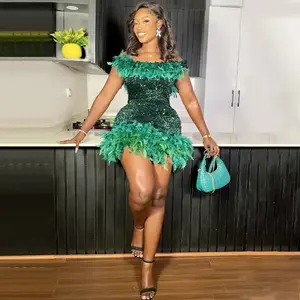 European and American Women's Fashion Summer Style Sequin Backless Beach Dress Off-Shoulder Hot Girl Bodycon Dress