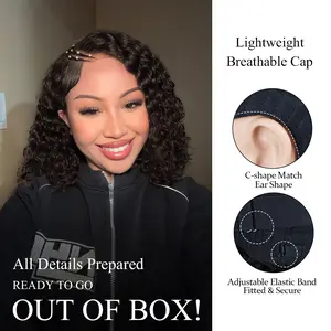 PearlWig 250% Density Pre-Braided Curved Moon Water Wave Wig 5x5 HD Transparent Lace Front Handwoven Human Hair Super Breathable Dome Cap Glueless TikTok Summer Trend
