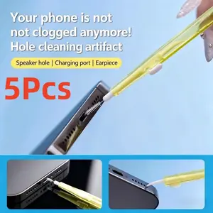 5-Pack Phone Charging Port Cleaner, Earphone Speaker Hole Dust Remover, Laptop Headset Brush, Multi-Function Gap Cleaning Pen, Portable Device Care Kit