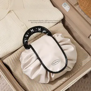 Portable Drawstring Makeup Bag Large Capacity Waterproof Travel Toiletry Storage Bag