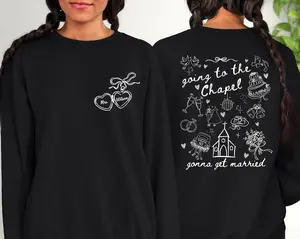 [Sale off up to 50%] Going to the Chapel Personalized Bridal Sweatshirt, Wedding Day of Bride, Gift for Newly Engaged Custom Coquette Future Mrs. Crewnec, streetwear graphic tee