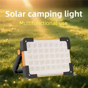 Solar LED Work Light 4-In-1 Solar & USB Charging Adjustable Brightness Lithium Battery Portable Floodlight for Camping Emergency Fishing Rainfall