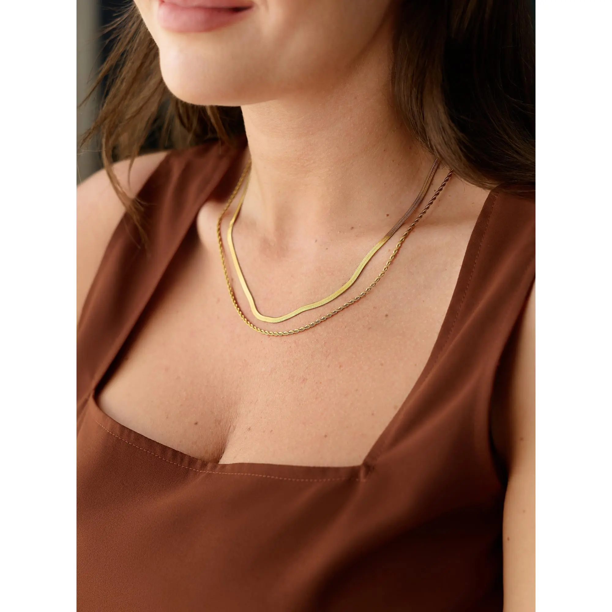 BLOOMCHIC Plus Size Two Layer Stacked Minimal Necklace[M-6X] 2026 Summerfinds