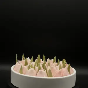 Tulips Candle - Floral Candle in Round Container with Decorative Elements for Home Decor - Ornaments