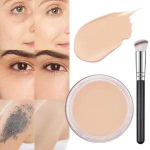 Concealer Full Coverage Set, Under Eye Brightener Color Correcting Concealer for Dark Circles, Waterproof Foundation Face Makeup Brush Kit, Eye Ring Corrector de ojeras, 02 LIGHT CREAM