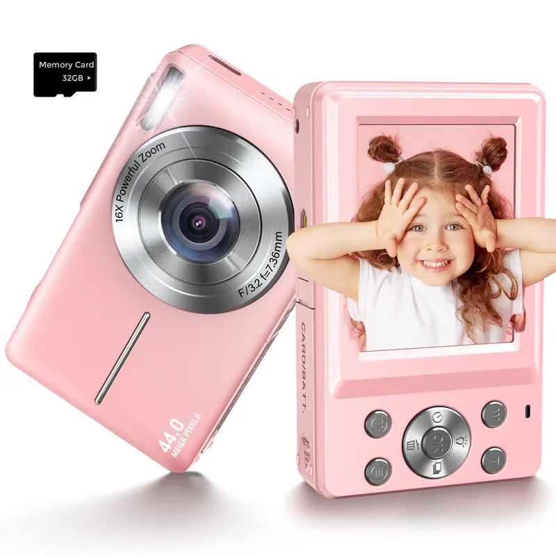 NSOELA Vintage FHD 1080p Compact Point & Shoot Digital Camera with CMOS Sensor, 32GB Memory Card, 16x Digital Zoom, Date Stamp, USB Cable, Charging Cable, Lanyard, Cleaning Cloth - Ideal for Teen Beginners to Capture Moments, Cell Compatibility