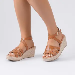 Luoika Women's Wide Width Wedge Sandals, Ankle Strap Open Toe Platform Wedge Pump Heel Women's Sandals Concise Casual Summer Shoes.