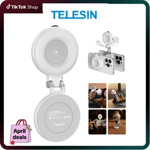 TELESIN Magnetic Mirror Selfie Light 360° LED Ring Light with MagSafe, Mirror and Phone Stand, Portable Rechargeable Fill Light, 3 Color Temperatures for Makeup, Live Streaming, Video Calls,Compatible with iPhone 17/16/15/14,Mother's Day Gifts