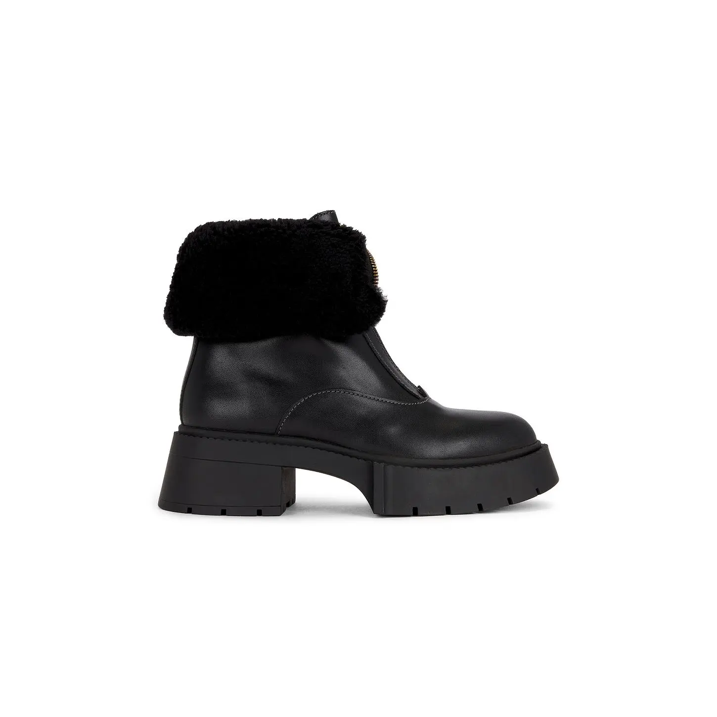 Coach Leah Platform Shearling Zip Bootie in Black Coach Leah Platform Shearling Zip Bootie in Black