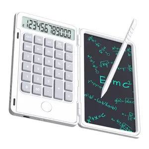 Best Gifts 12 Digits Mini Electronic Calculator with LCD Drawing Tablet Portable Foldable Scientific Calculator Black White Battery Powered 180g 17.40cm 11.30cm 1.90cm