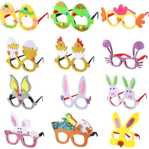 12 count Felt Easter Glasses Easter Egg Glasses Frame Bulk Bunny Eyeglasses Plastic Photo Props for  Adult Easter Basket Stuffers Filler Easter Party Favors Decor Supplies