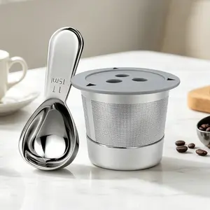 Stainless Steel Reusable K Cups with Spoon, Compatible for Ninja Coffee Maker, Reusable Coffee Pods, Filters for Cfp201 Cfp300 Cfp305 Cfp307 Cfp451
