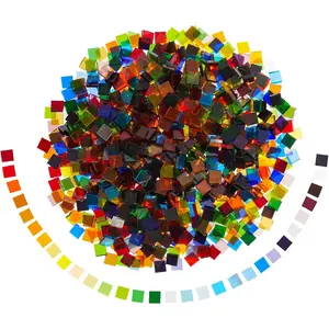 Glass Mosaic Tiles, Arts and Crafts Supplies (40 Colors, 0.4 in, 1000 Pieces)