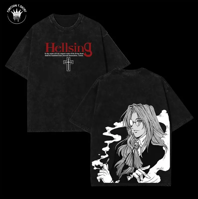 Sir Integra Hellsing T-Shirt | Oversized Washed Anime Shirt | graphic tees | Anime Lover
