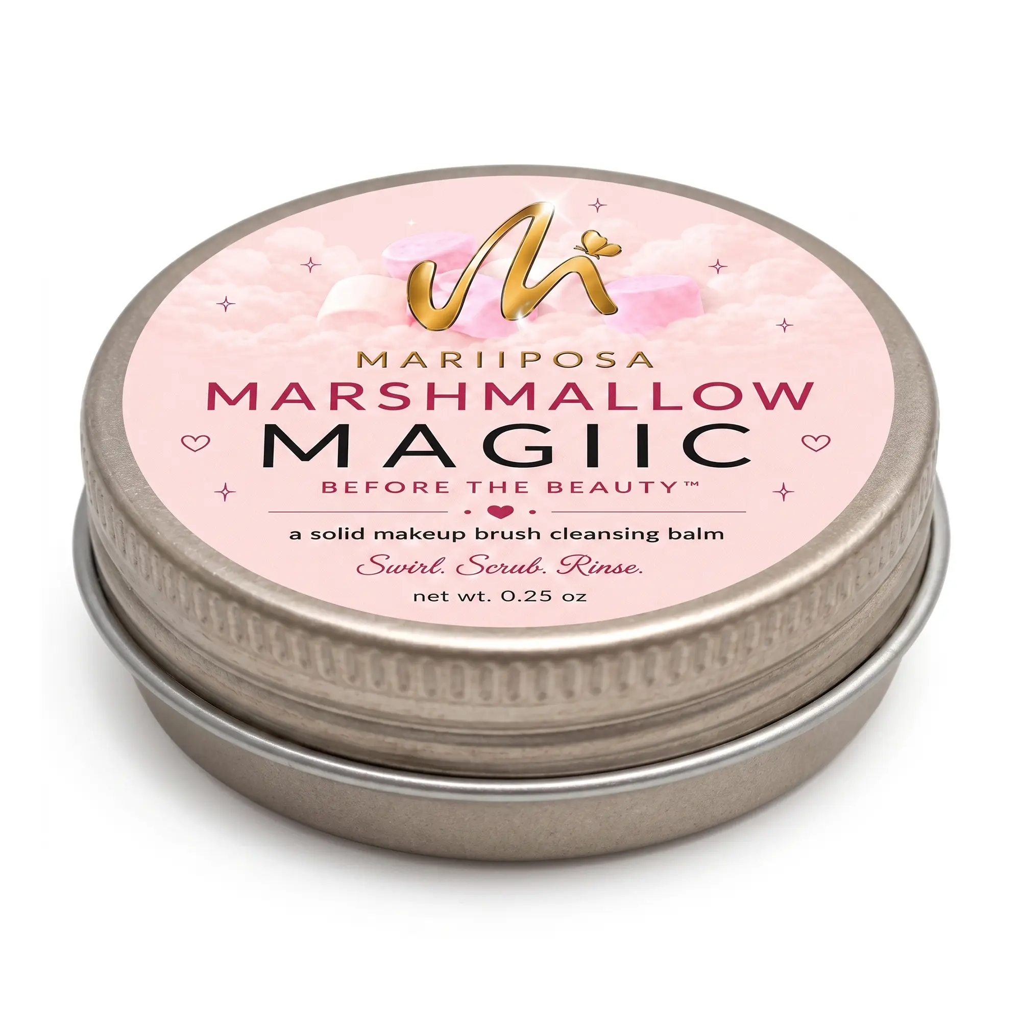 MARIIPOSA Marshmallow Magic Makeup Brush Cleansing Balm – Solid Brush Cleaner for Deep Cleaning, Makeup Removal & Better Brush Care - 0.25 Oz Cosmetic Foundation
