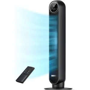 Tower Fan for Bedroom, 2026 Upgraded DC Motor, 28ft/s High Velocity, 20dB Ultra Quiet Standing Fan, 8 Speeds 4 Modes, 90° Oscillating Bladeless Fan for Indoors, Floor Fans with Remote, Black