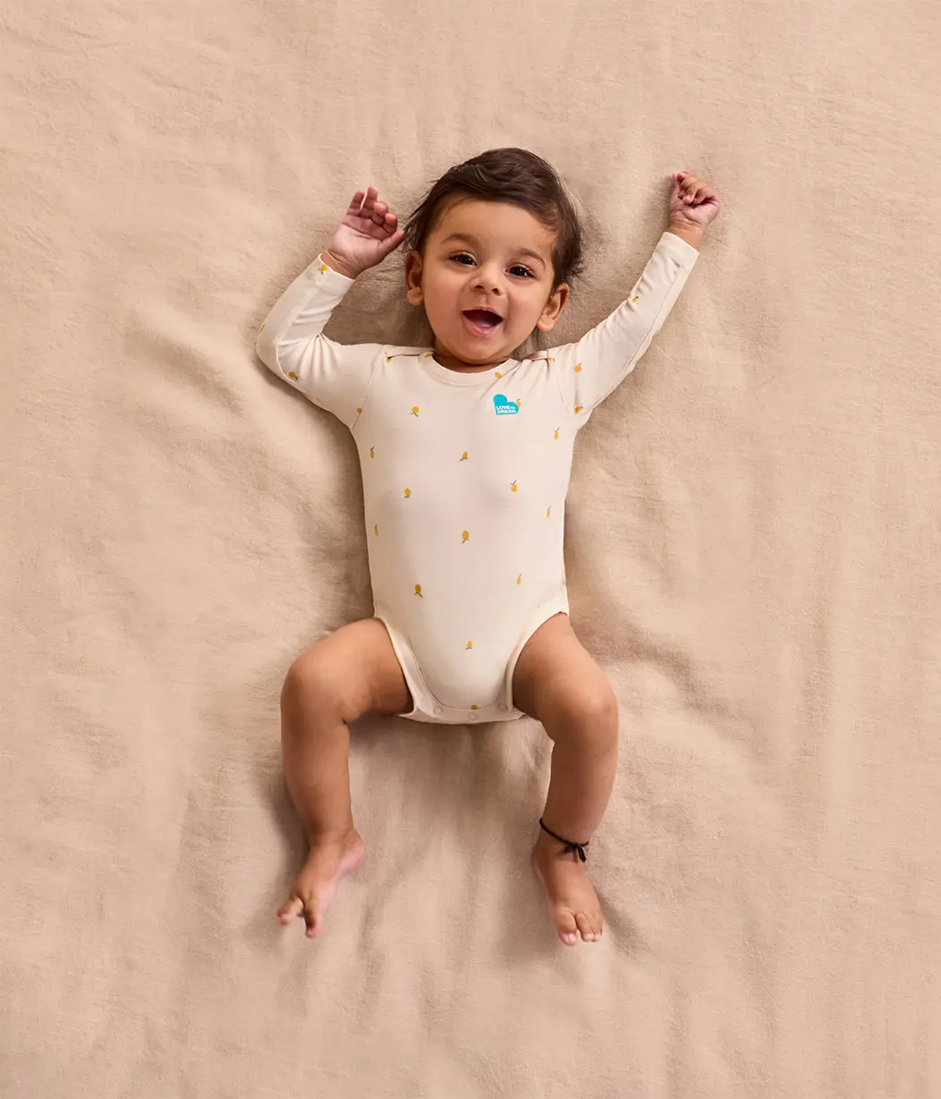 Bodysuit Long Sleeve Snug Fit Viscose from Bamboo Cream Lemons