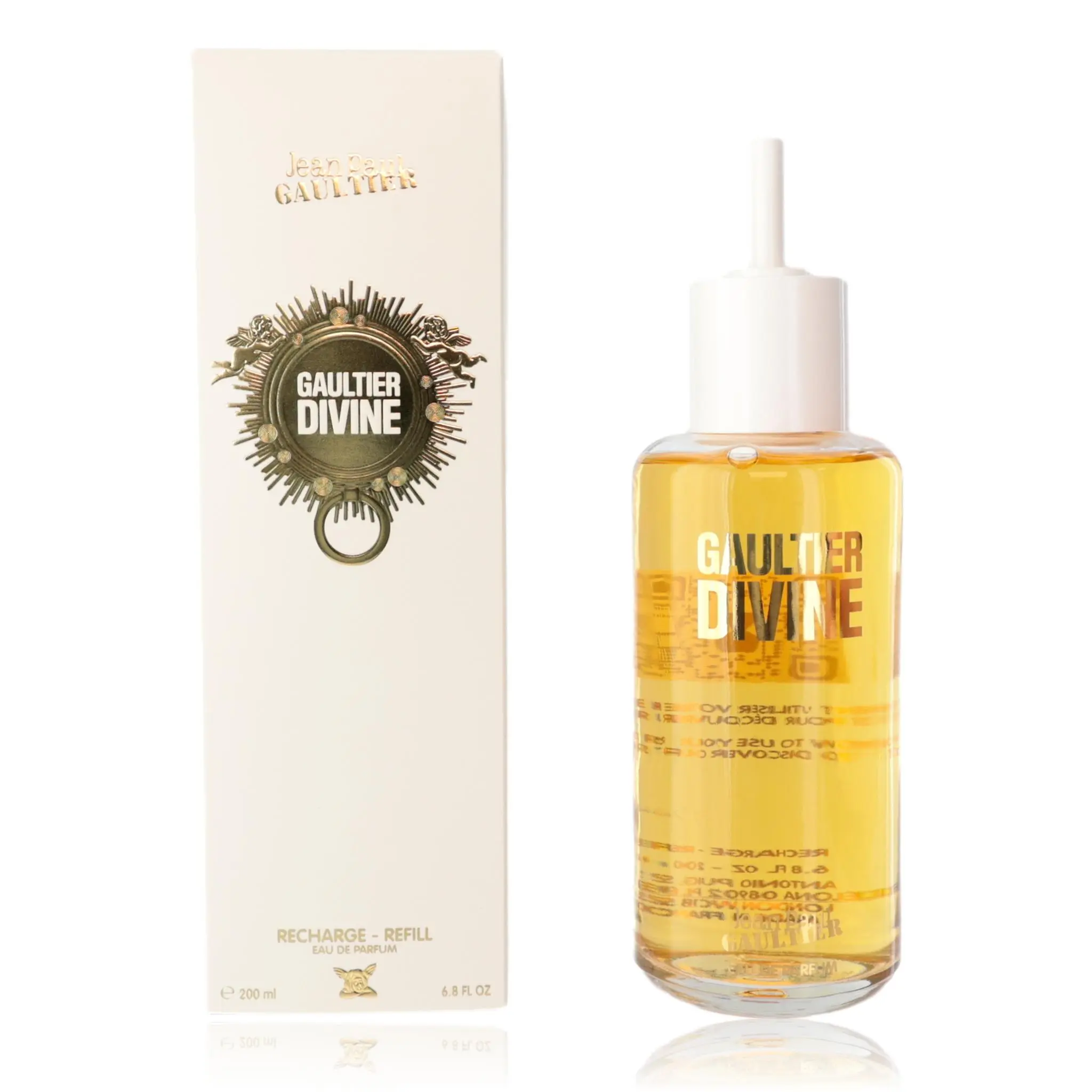 Gaultier Divine by Jean Paul Gaultier, 6.8oz EDP Refill Bottle women, Fragrances, Jasmine Musk, 6.8 Fl Oz, Female Use, Recharge-Refill, Fruity, Liquid, Cologne, Perfume Refill Bottle, Small Bottle Women's Fragrance