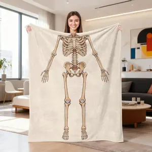 Neasow Funny Human Skeleton Throw Blanket, Bones Design Flannel Fleece Blanket, Super Soft Warm for Couch Dorm Sofa Room, Gag Gift for Adults, 50×60 inch