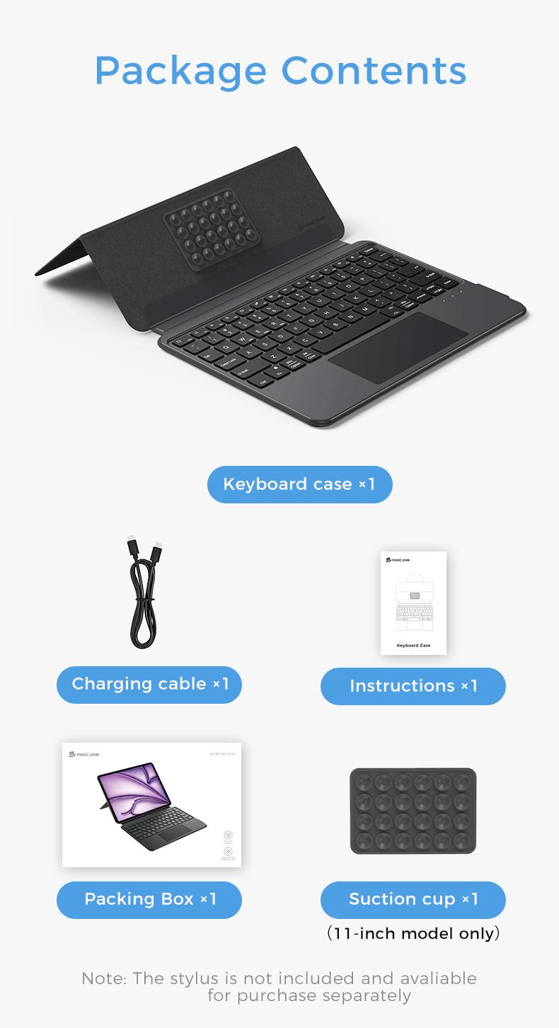 MAGICJOHN Portable Bluetooth Magic Keyboard Case, Compatible with 8''–11'' iOS, Android & Windows Smartphones and iPads — Instantly Turns Into a Workstation