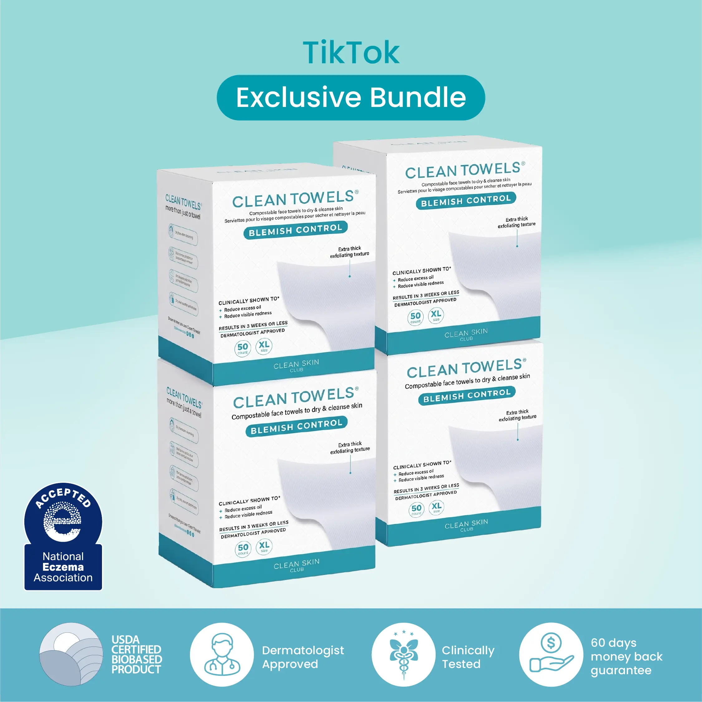 Blemish Control Clean Towels XL 4 Pack - 200 count