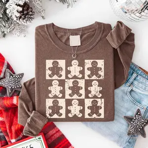 Comfort Colors Gingerbread Shirt Cute Christmas Sweatshirt Gingerbread Man Crewneck Women Holiday Winter Tee Gift for Baker Christmas Top L47