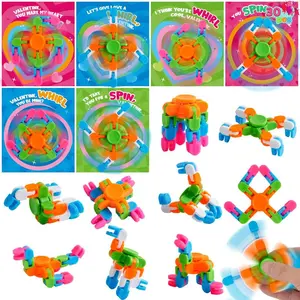 JOYIN 30 Packs Valentine'S Day 6-Design Gift Cards with Fidgets Spinners, Deformable DIY Spinners Fingertip, Stress Relief Fidget Toys for Kids and Valentine'S Party Favors, Classroom Gift Exchange Christmas & Black Friday