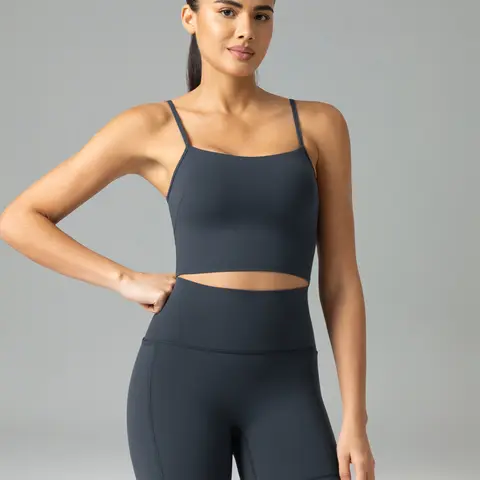 Colorfulkoala Women's Fitted Soft Buttery Touch Dreamlux Cropped Tank Top - Built-in Removable Pad Bra, Adjustable, Sleeveless, Boat Neck, Workout, Yoga Attire, Sporty Chic Everyday Top