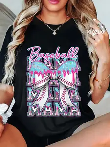 100% Cotton Baseball Drip For Mama Mom Coquette Bow Ice Cream Dripping T-Shirt
