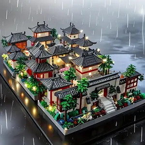 4300pcs+Chinese Architectural Building Blocks For Suzhou Gardens, Paired For DIY With Gardens, Classical Gardens For Large-scale Parent-child Games Suitable For Ages 6+