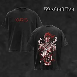 Retro Igris - Solo Leveling anime T-shirt, Retro Anime Double Printed Vintage Washed Tee Unisex Oversize Heavyweight Cotton T-shirt for Anime Fans and Lovers Oversized